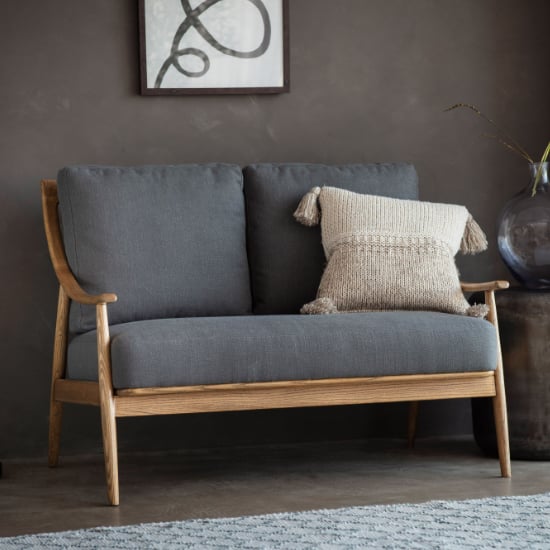 Product photograph of Radiant Fabric 2 Seater Sofa With Wooden Frame In Dark Grey from Furniture in Fashion