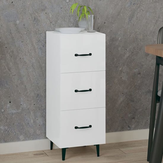 Product photograph of Radko High Gloss Chest Of 3 Drawers In White from Furniture in Fashion