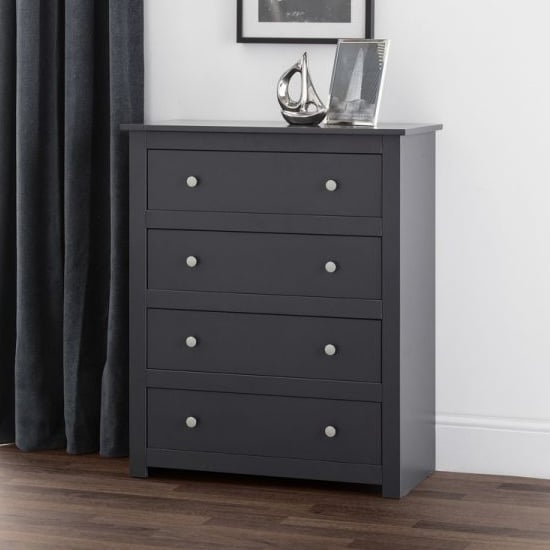 Product photograph of Raddix Chest Of Drawers In Anthracite With 4 Drawers from Furniture in Fashion