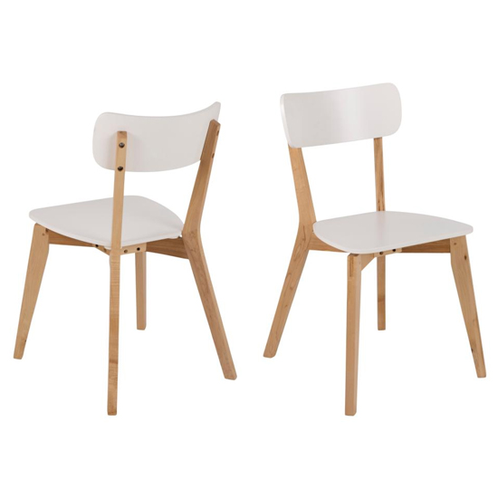 Product photograph of Rahway White And Birch Wooden Dining Chairs In Pair from Furniture in Fashion