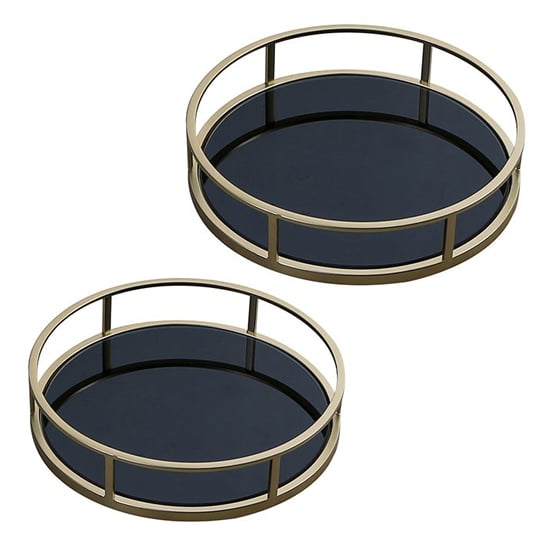 Rail Black Glass Set Of 2 Decorative Plate With Gold Frame | Furniture ...
