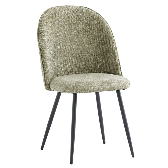Read more about Raisa fabric dining chair in olive with black legs