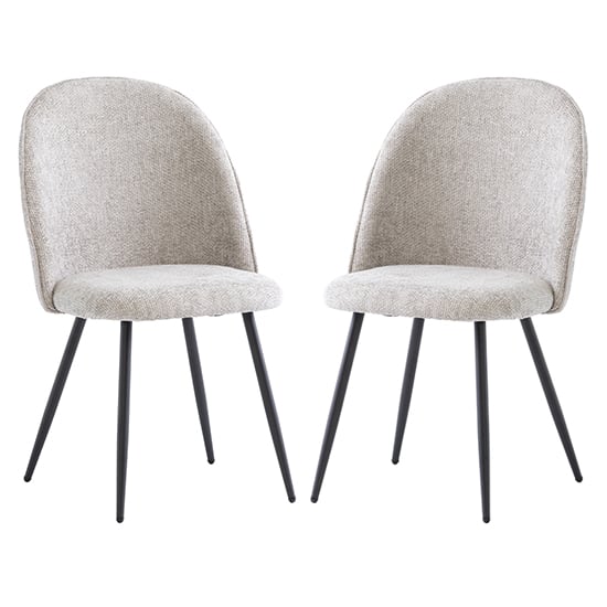 Photo of Raisa silver fabric dining chairs with black legs in pair