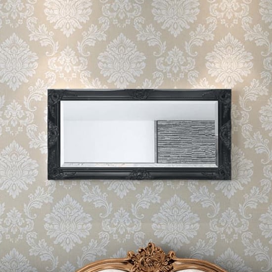 Product photograph of Ramiro Small Baroque Style Wooden Wall Mirror In Black from Furniture in Fashion