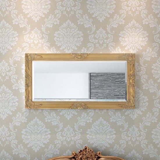 Product photograph of Ramiro Small Baroque Style Wooden Wall Mirror In Gold from Furniture in Fashion