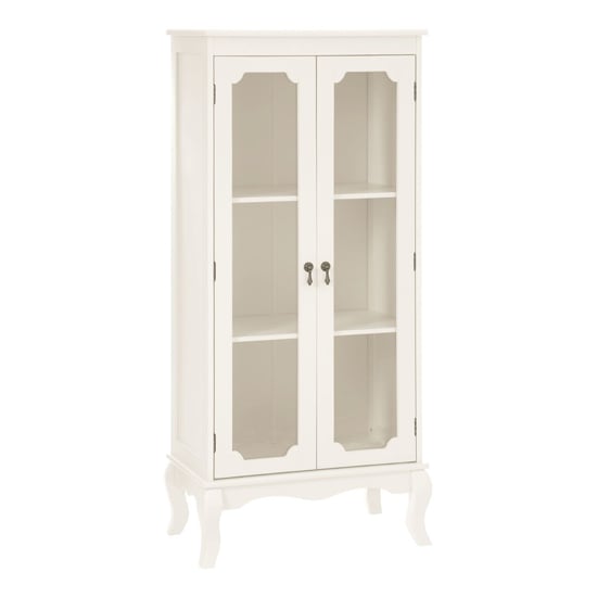 Product photograph of Ramona Wooden Bathroom Cabinet With 2 Glass Doors In Ivory from Furniture in Fashion
