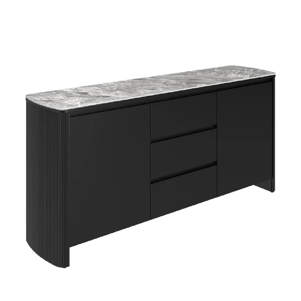 ramona wooden sideboard with 2 doors in grey gloss ceramic top