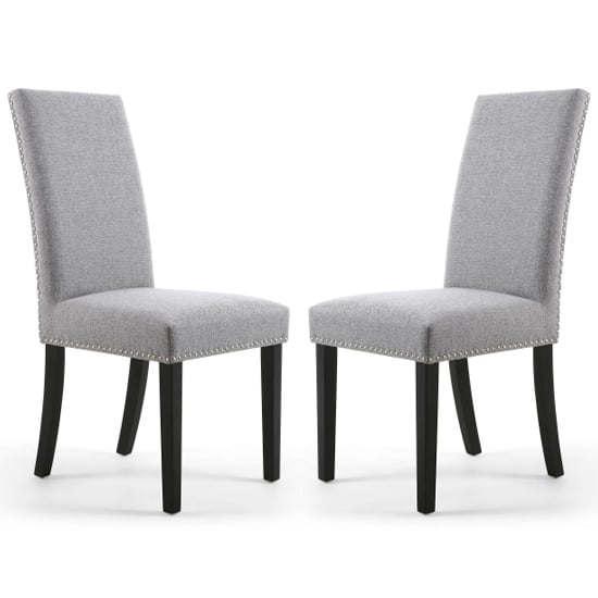 Photo of Rabat silver grey linen dining chairs and black legs in pair
