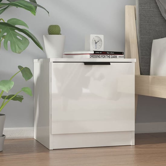 Read more about Ranya high gloss bedside cabinet with 1 door in white