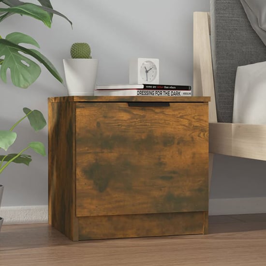 Read more about Ranya wooden bedside cabinet with 1 door in smoked oak