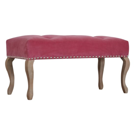 Product photograph of Rarer Velvet French Style Hallway Bench In Pink And Sunbleach from Furniture in Fashion