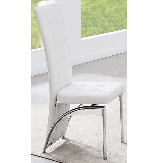 Read more about Ravenna faux leather dining chair in white with chrome legs