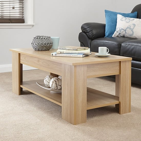 Product photograph of Liphook Coffee Table Rectangular In Oak With Lift Up Top from Furniture in Fashion