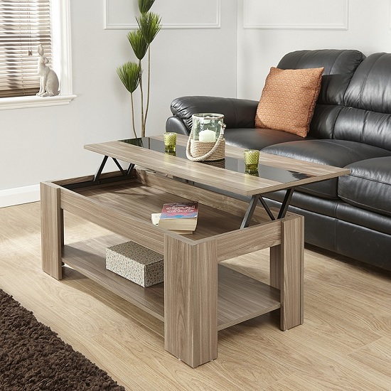 Raymond Coffee Table In Walnut And Black Gloss With Lift Up Top ...