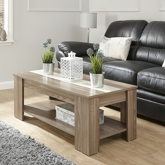 Raymond Coffee Table In Walnut And Cream Gloss With Lift Up Top ...