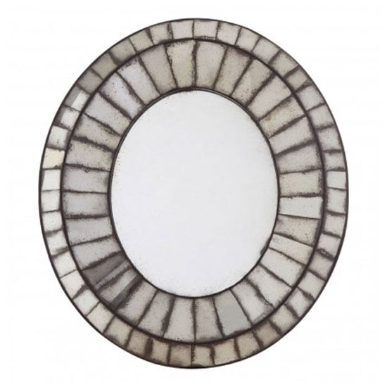 Read more about Raze oval 3d mosaic wall bedroom mirror in antique silver frame