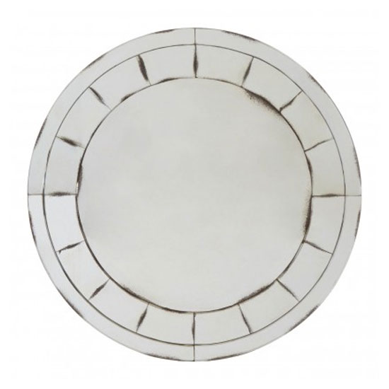 Read more about Raze round mosaic effect wall mirror in antique silver frame