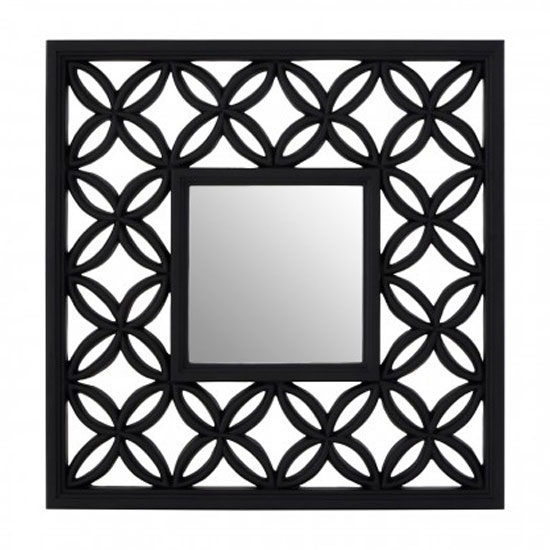Product photograph of Recon Square Wall Bedroom Mirror In Black Lattice Frame from Furniture in Fashion
