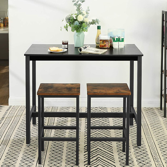 Redding Black Wooden Bar Table With 2 Bar Stools | FiF