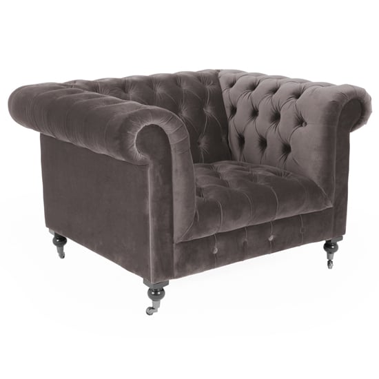 Product photograph of Reedy Velvet 1 Seater Sofa In Mink from Furniture in Fashion