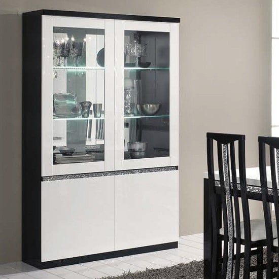 Photo of Regal display cabinet in black white gloss and cromo decor led
