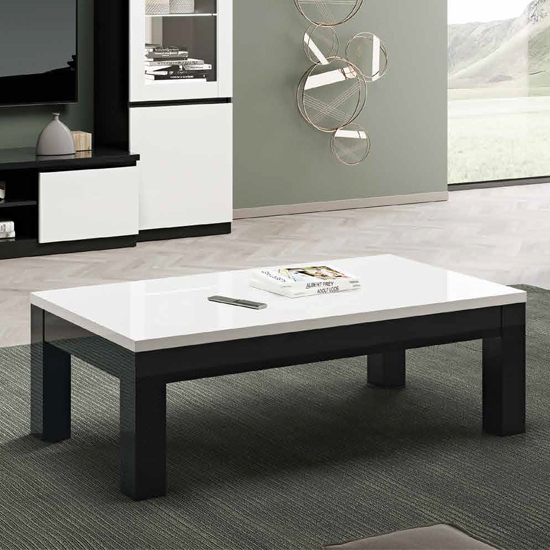 Product photograph of Regal High Gloss Coffee Table Large In White And Black from Furniture in Fashion