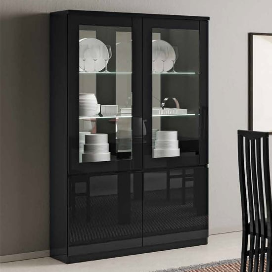 Product photograph of Regal High Gloss Display Cabinet With 2 Doors In Black And Led from Furniture in Fashion
