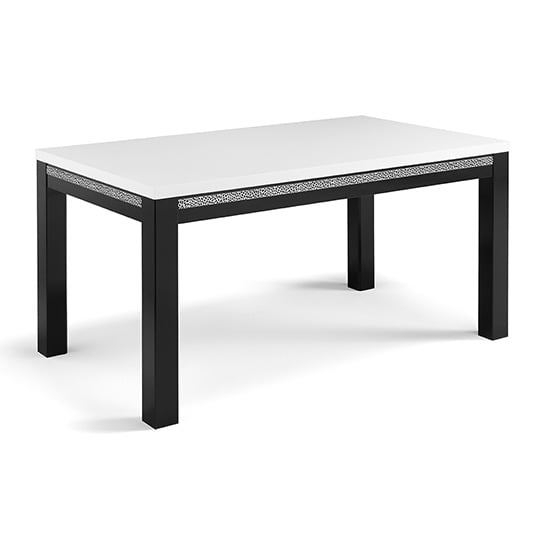 Product photograph of Regal Large Gloss Black And White Dining Table Cromo Details from Furniture in Fashion