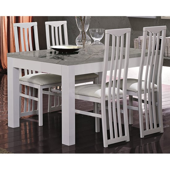 Product photograph of Regal Wooden Dining Table In Gloss White And Grey from Furniture in Fashion