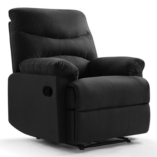 Product photograph of Regence Faux Suede Reclining Armchair In Black from Furniture in Fashion