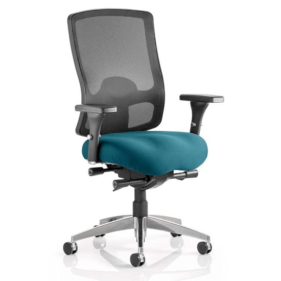 Product photograph of Regent Office Chair With Maringa Teal Seat And Arms from Furniture in Fashion