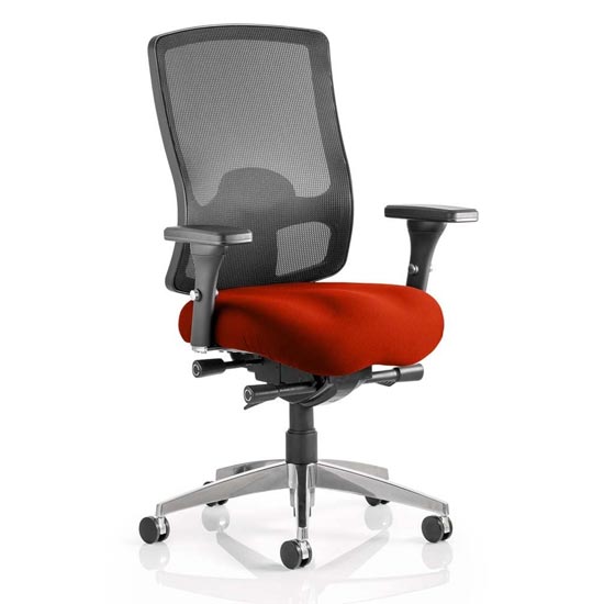 View Regent office chair with tabasco red seat and arms