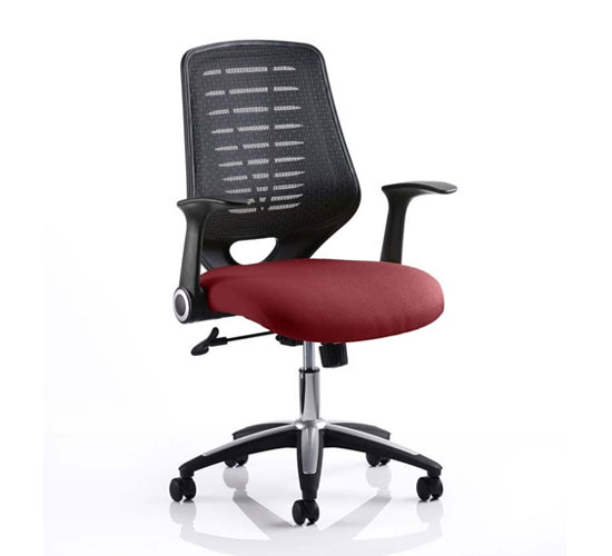 Relay Task Black Back Office Chair With Ginseng Chilli Seat