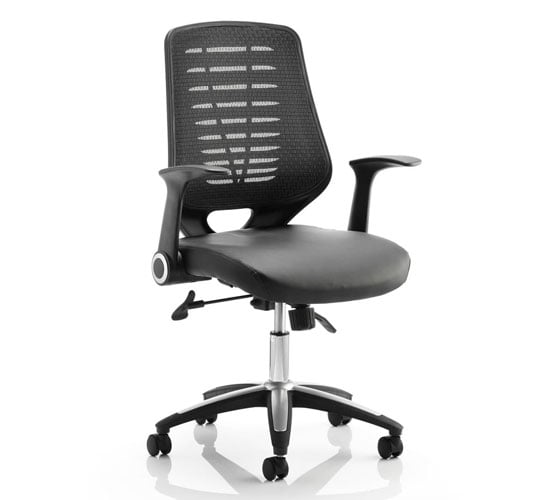 Read more about Relay task black back office chair with leather black seat