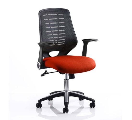 Photo of Relay task black back office chair with tabasco red seat