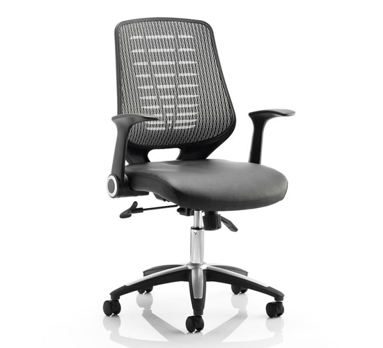 Read more about Relay task silver back office chair with leather black seat