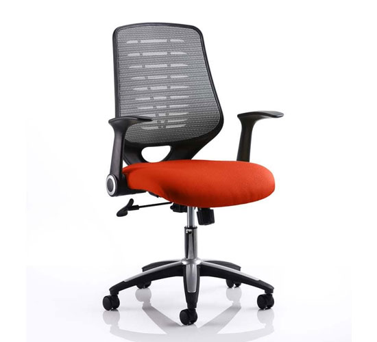 Photo of Relay task silver back office chair with tabasco red seat