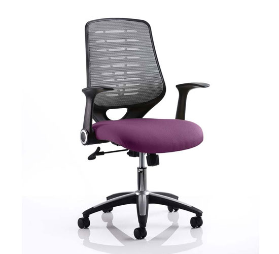 Photo of Relay task silver back office chair with tansy purple seat