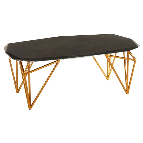 Product photograph of Relics Black Marble Coffee Table With Gold Angular Legs from Furniture in Fashion