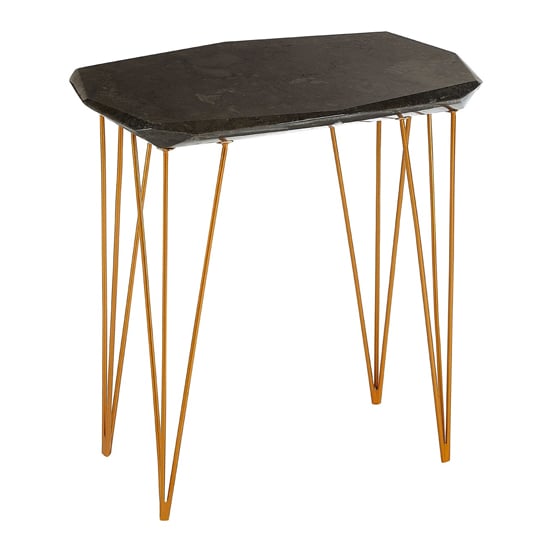 Read more about Relics black marble large side table with gold angular legs