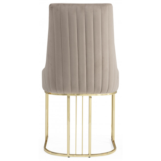 Reloa Beige Velvet Dining Chairs With Gold Frame In Pair FiF