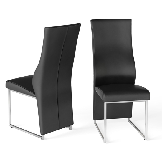 Photo of Rainhill black faux leather dining chairs in pair