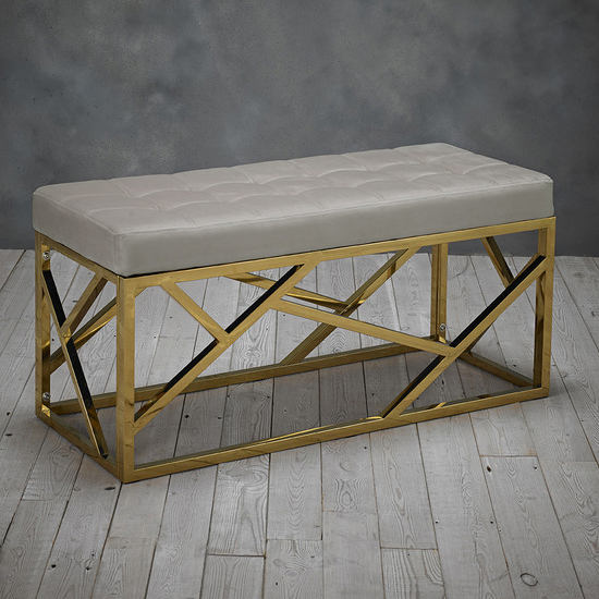 Product photograph of Renato Velvet Dining Bench With Gold Frame In Mink from Furniture in Fashion