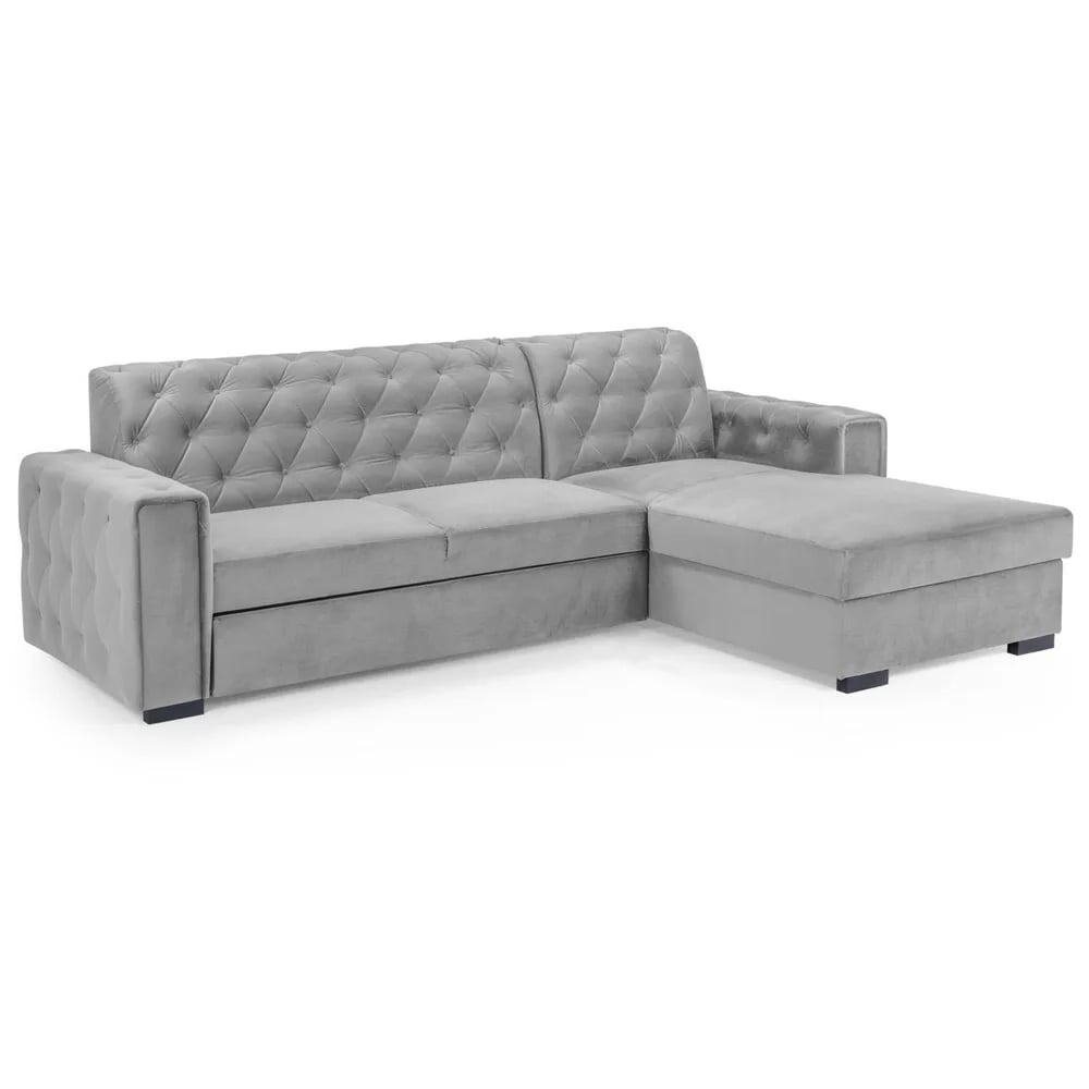 renton fabric right hand corner sofa bed in grey