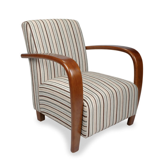 Product photograph of Rosario Chenille Stripe Armchair In Duck Egg from Furniture in Fashion
