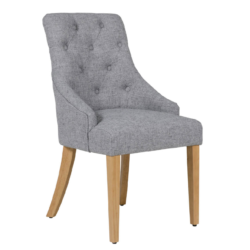 reston fabric dining chair with oak legs in dark grey