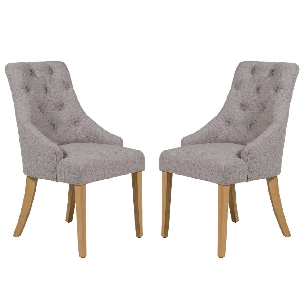 Product photograph of Reston Natural Dining Chairs With Oak Legs In Pair from Furniture in Fashion