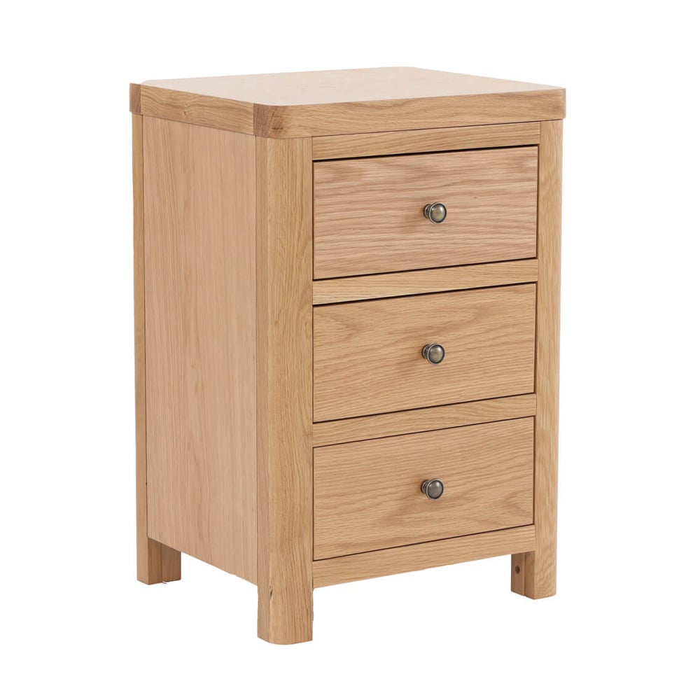 Read more about Reston wooden bedside cabinet with 3 drawers in oak