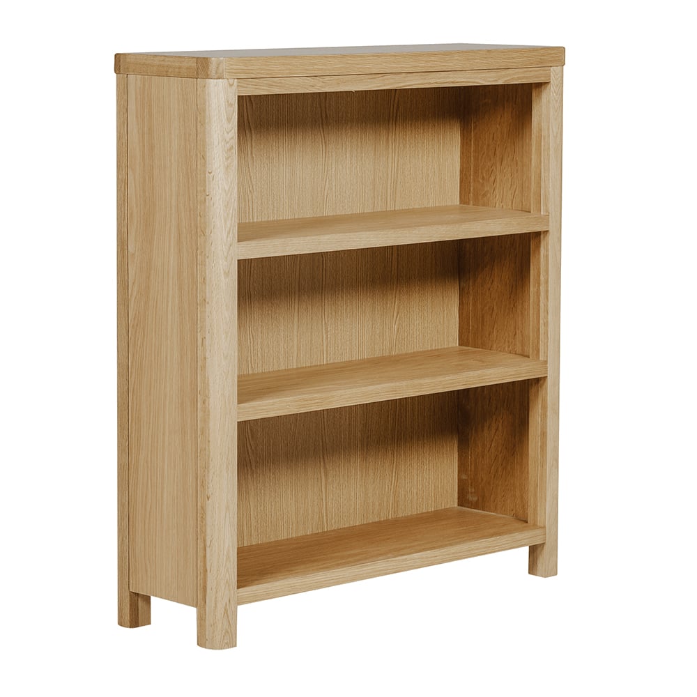 reston wooden bookcase with 3 shelves in oak