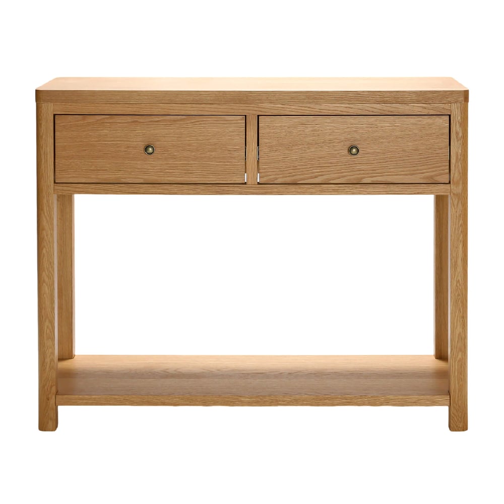 Product photograph of Reston Wooden Console Table With 2 Drawers In Oak from Furniture in Fashion